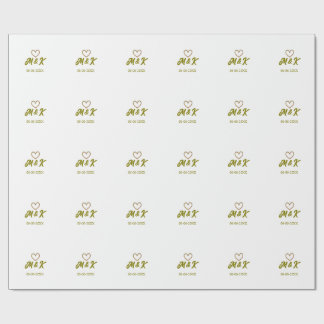 Golden heart wedding couple name letter modern  cadeaupapier