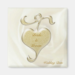 Golden Heart Wedding Favor Magnet