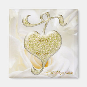 Golden Heart Wedding Favor Magnet Magneet
