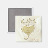 Golden Heart Wedding Favor Magnet Magneet (Voorkant / Achterkant)