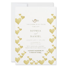 Golden Heartbeat Wedding Invitation Kaart