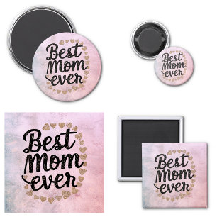 Golden Hearts Trendy Script Beste Mam Ooit Modern Magneet