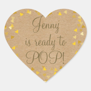 Golden Hearts ze is klaar om Baby shower te Poppen Hart Sticker
