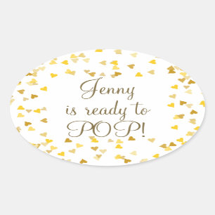 Golden Hearts ze is klaar om Baby shower te Poppen Ovale Sticker