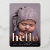 Golden Hello | Faire-part de naissance Rose Gold F (Recto)