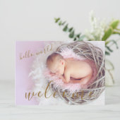 Golden Hello Welcome Photo Baby Faire-part de nais (Debout devant)