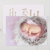 Golden Hello Welcome Photo Baby Faire-part de nais (Devant / Derrière)