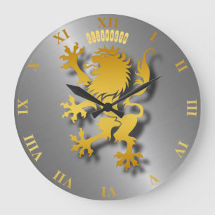 Golden Heraldic Lion met Shadows Clock Grote Klok