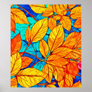 Golden Herfst Foliage: Heldere Bladeren Schilderen Poster