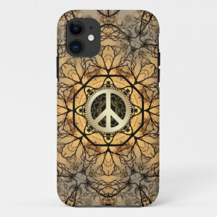 Golden Hexagon Forest Peace Sign iPhone 5 Hoesje