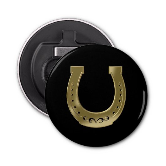 Golden hoefijzer button flesopener (Voorkant)