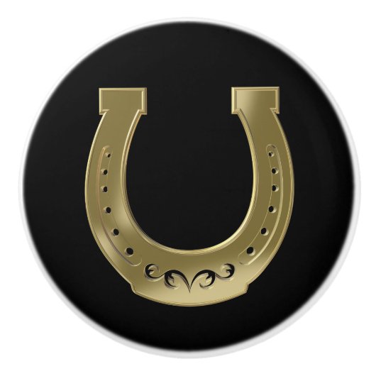 Golden hoefijzer keramische knop (Voorkant)