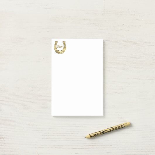Golden hoefijzer post-it® notes (Op bureau)