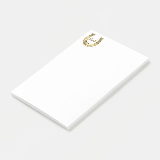 Golden hoefijzer post-it® notes (Schuin)