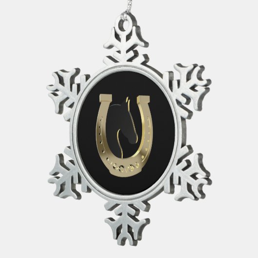 Golden hoefijzer tin sneeuwvlok ornament (Rechts)