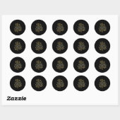 Golden Holiday Tree op zwarte Kerst stickers (Vel)