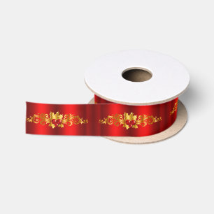 Golden Holly met Rode Kerstmis Lint