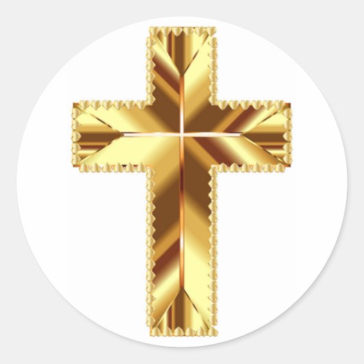 GOLDEN HOLY CROSS RONDE STICKER (Voorkant)