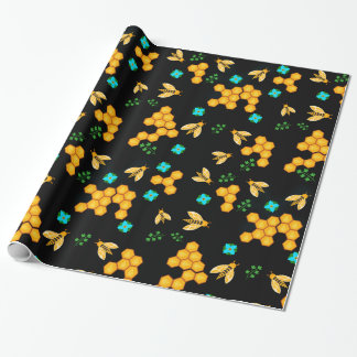 Golden Honey Bees Classic Honeycomb Floral blooms Cadeaupapier