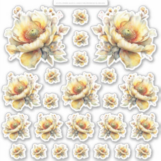 Golden Honey Fairy World – 2a - 24 Flowers Sheet Sticker