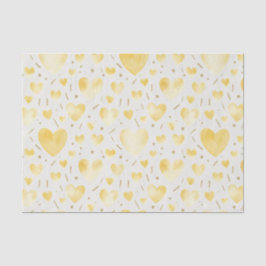 Golden Honey Watercolor Hearts & Shimmering Gold Tissuepapier