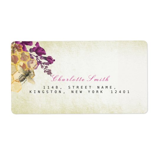 Golden Honeycomb Bee  Return Address Labels (Voorkant)