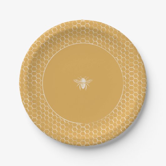 Golden Honeycomb Pattern Papieren Bordje (Voorkant)
