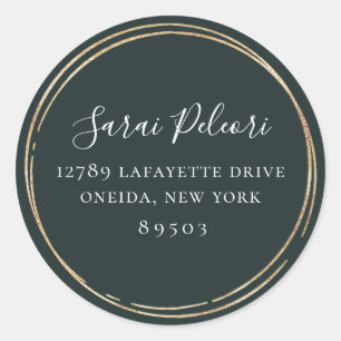 Golden Hoop Lijst Emerald Green Retouradres Ronde Sticker