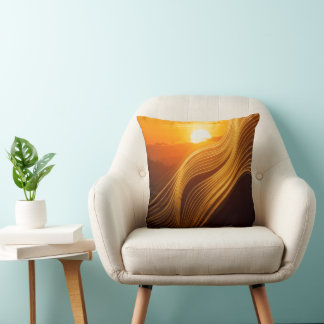Golden Horizon — Abstract Luxury Throw Pillow Kussen