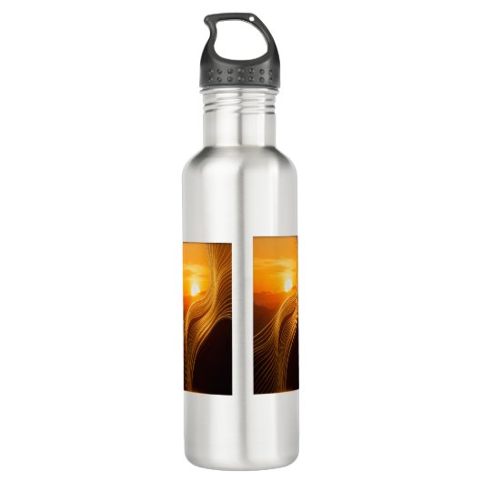 Golden Horizon — Abstract Modern Coffee Mug Waterfles (Achterkant)