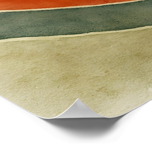 Golden Horizon - Abstracte Waterverf zon en golven Poster (Hoek)