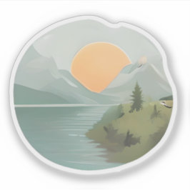 Golden Horizon: Zonsondergang bij het meer Sticker