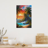 Golden Horizon, Zonsondergang op een charmant stra Poster (Keuken)