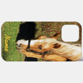 Golden Horse Closeup iPhone 13 Pro Max Coque (Verso (horizontal))