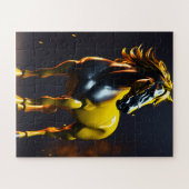 Golden Horse Logo Puzzle | Luxury Powerful Horse J Legpuzzel (Horizontaal)