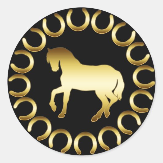 GOLDEN HORSE RONDE STICKER (Voorkant)