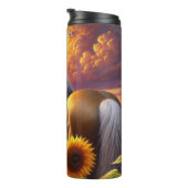 Golden Horse Sunflower Sunset Field Thermosbeker (Geroteerd rechts)