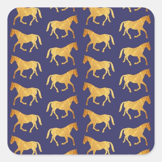 Golden Horses Vierkante Sticker (Voorkant)