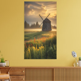 Golden Hour at the Old Windmill Canvas Afdruk