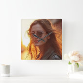 Golden Hour Elegance Vierkante Klok (Huis)