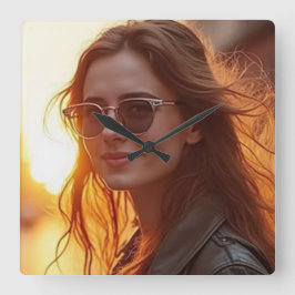 Golden Hour Elegance Vierkante Klok