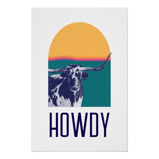 Golden Hour Longhorn - Howdy Glossy Poster Perfect Poster (Voorkant)