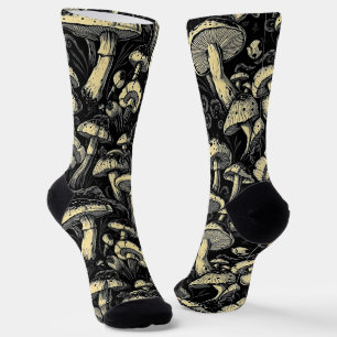 Golden Hour Mushroom Pattern Sokken