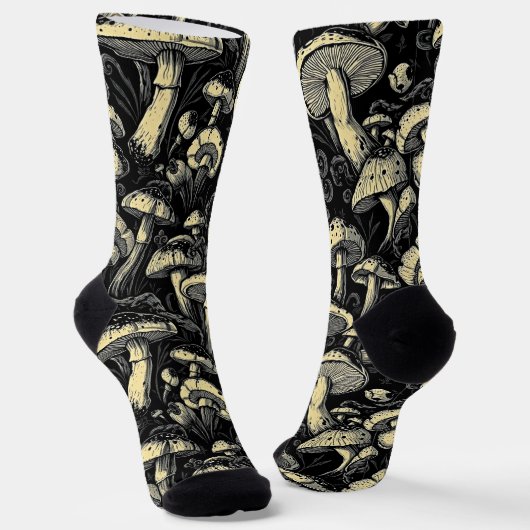 Golden Hour Mushroom Pattern Sokken (Gebogen)