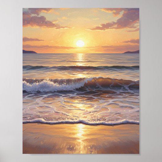 Golden Hour Ocean Sunset Poster (Voorkant)