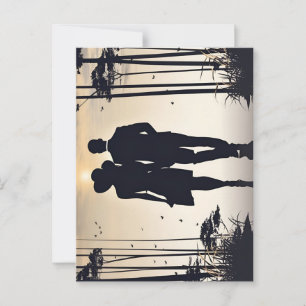 Golden Hour Romance Silhouet Paar Zonsondergang Wa Briefkaart