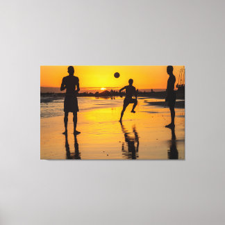Golden Hour Soccer on the Shore Canvas Afdruk