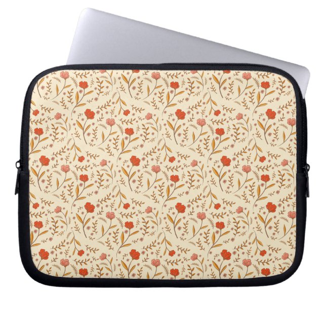 Golden Hour Study | Retro Ogee Floral Laptop Sleeve (Voorkant)