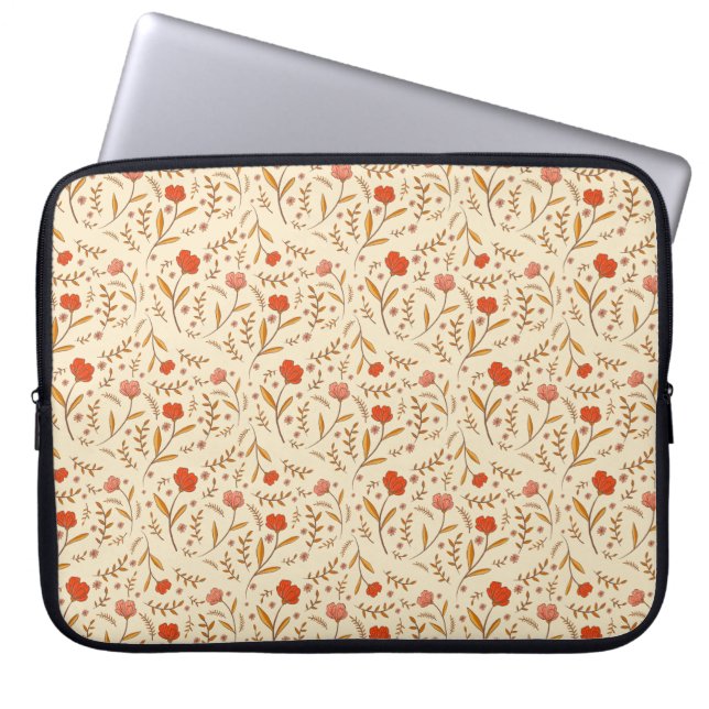 Golden Hour Study | Retro Ogee Floral Laptop Sleeve (Voorkant)