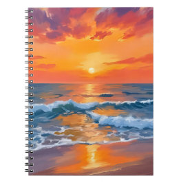Golden Hour Sunset Ocean Beach Painting Notitieboek